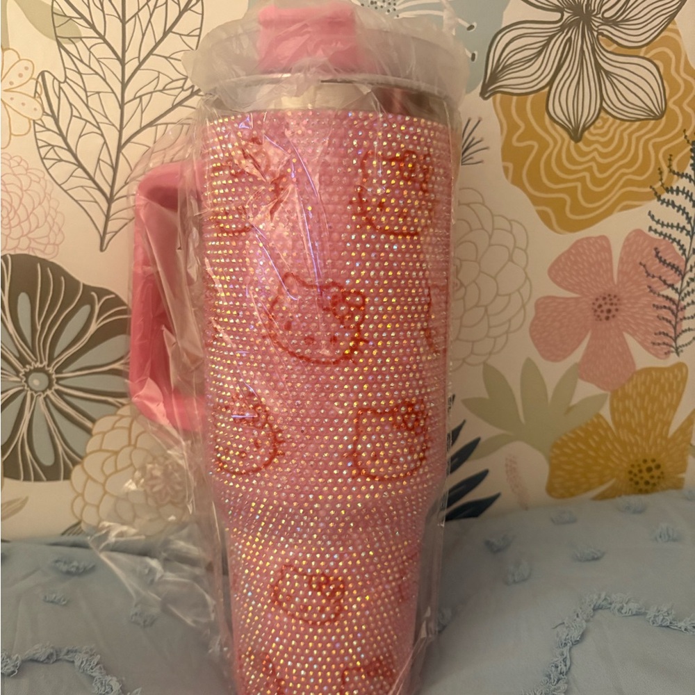 Pink Hello Kitty Rhinestone Tumbler with Handle